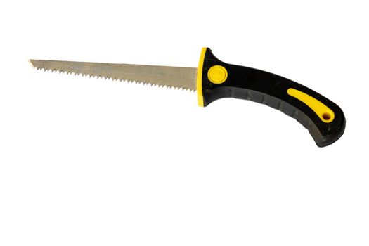 Small hand saw on isolated white background