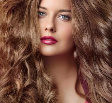 Hairstyle, beauty and hair care, beautiful woman with long natural brown hair, glamour portrait for hair salon and haircare brand