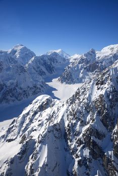 alaska granite mountain covered with snow in winter