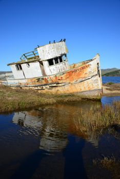 an old ship at point reyes, near san francisco