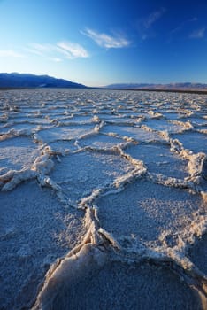 polygon shape of salt flat at badwater basin in death valley national park