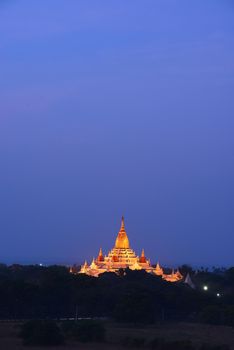 night scene of pagoda in bagan, myanmar