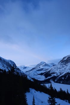 snow capped mountain in winter at canadian rockies