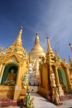 mid day of golden shwedagon in myanmar