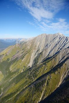 aerial view of canadian rockies mountain