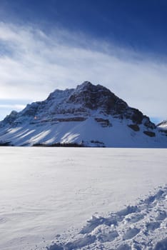 snow capped mountain in winter at canadian rockies