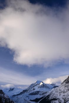 snow capped mountain in winter at canadian rockies