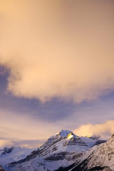 snow capped mountain in winter at canadian rockies