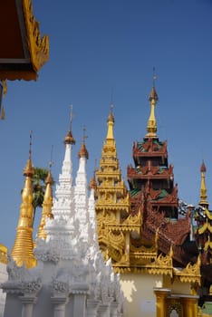 mid day of golden shwedagon in myanmar