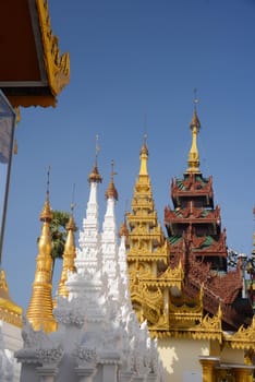 mid day of golden shwedagon in myanmar