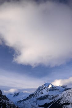 snow capped mountain in winter at canadian rockies