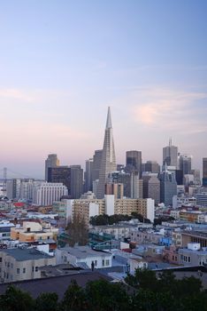 Downtown San Francisco with evening light