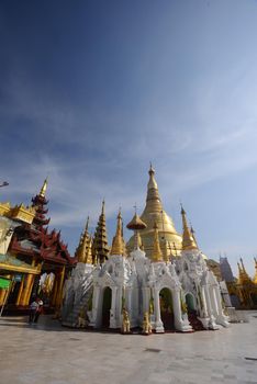 mid day of golden shwedagon in myanmar