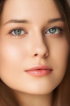 Natural beauty and no make-up look, beautiful young woman as skin care cosmetics and feminine brand concept, face portrait close-up