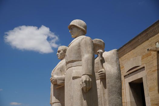 Turkish Men sculpture located at the entrance of the Road of Lions in Anitkabir, Ankara City, Turkiye