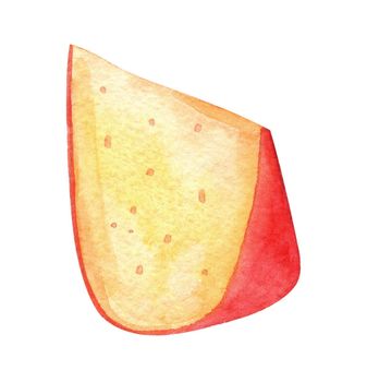 watercolor gouda cheese piece isolated on white background. hand drawn dairy food illustration
