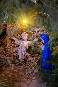 Christmas nativity scene with baby Jesus