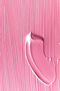 Art, branding and makeup concept - Cosmetics abstract texture background, pink acrylic paint brush stroke, textured cream product as make-up backdrop for luxury beauty brand, holiday banner design