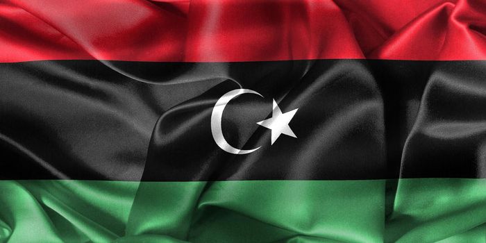 Libya flag - realistic waving fabric flag