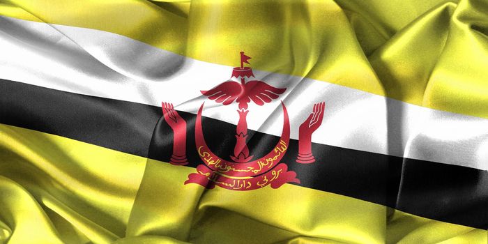 Brunei flag - realistic waving fabric flag