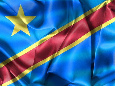 Democratic Republic of the Congo flag - realistic waving fabric flag