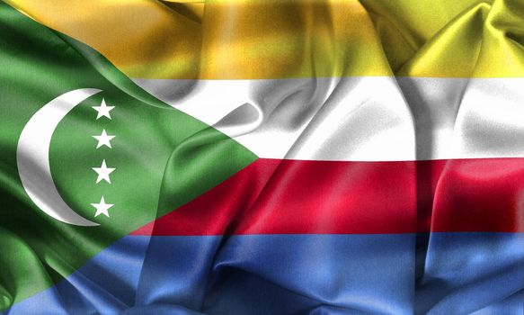 Comoros flag - realistic waving fabric flag