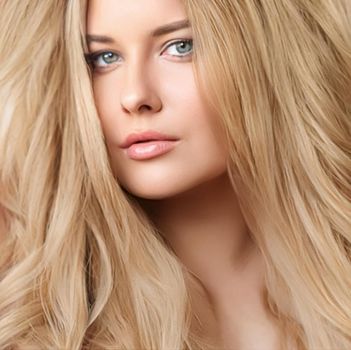 Hairstyle, beauty and hair care, beautiful blonde woman with long blond hair, glamour portrait for hair salon and haircare brand