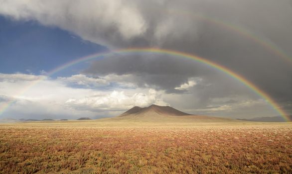 Rainbow Shining over Easy Chair Volcano Cone Nevada
