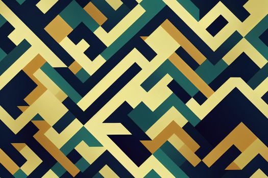 The geometric abstract pattern. Seamless background. Dark blue and gold texture. Graphic modern pattern