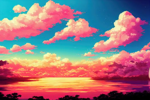 Tongaanime style 2d background illustration cartoonish style, high quality illustration