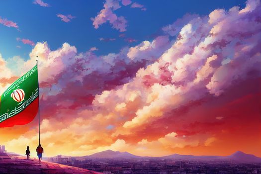 Irananime style 2d background illustration cartoonish style, high quality illustration