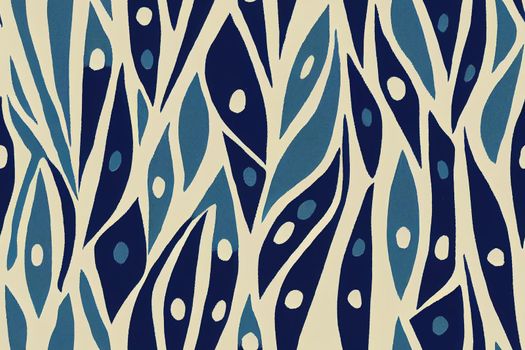 Seamless pattern Tribal Art Ikat Ogee in traditional classic blue and white colors. Boho style.