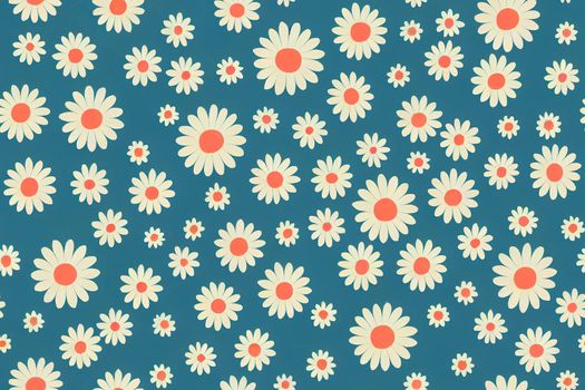 Abstract Floral Diagonal Squares Ditsy Spring Flowers Seamless Trendy Pattern Sweet Small Daisies Bright Chic Colors Perfect for Allover Print Mint Blue Background