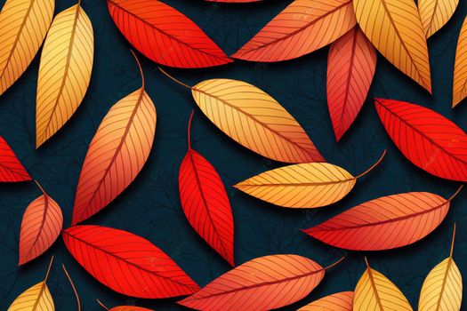 Seamless pattern with red autumn leaves. 3D illustration. High quality illustration