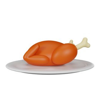 3d rendering roast turkey thanksgiving icon