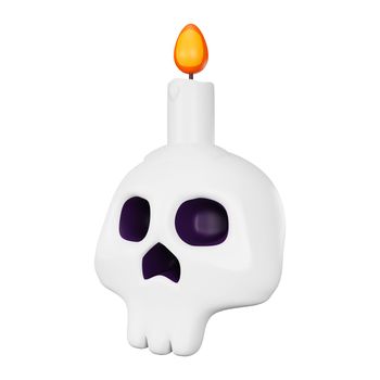 3d rendering of skull candle halloween icon