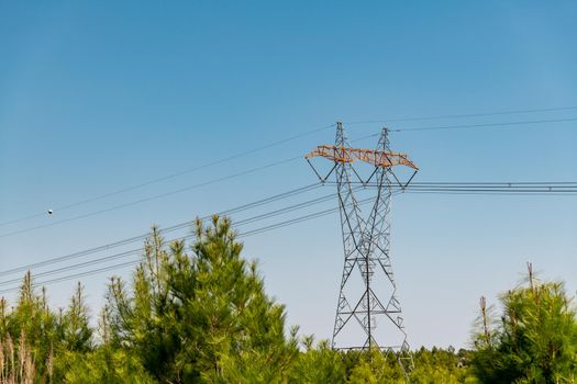 Electric power poles High voltage electrical power poles along a national highway