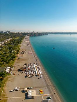 Aerial drone photo of Antalya Konyaalti beach and cliffs