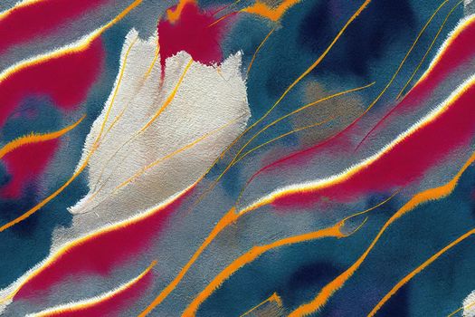 Abstract motion blur watercolor effect texture Ikat seamless stripe pattern . Tie dye folk ink textured . Japanese print with stripes digital print design