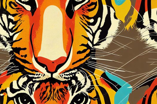 illustration set of animal seamless prints. Tiger and leopard patterns collection in different colors in flat style.