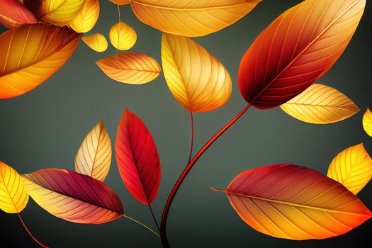 realistic cartoon look summer background. 3d rendering autumn leaves background