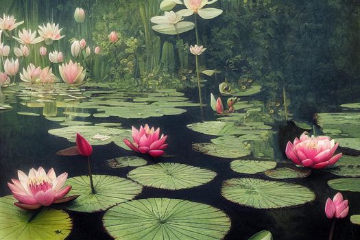 Fairy in the garden with water lily in her hand