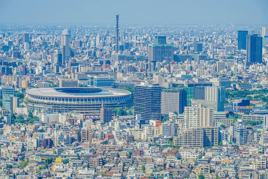 New National Stadium and Tokyo City Cities. Shooting Location: Tokyo metropolitan area