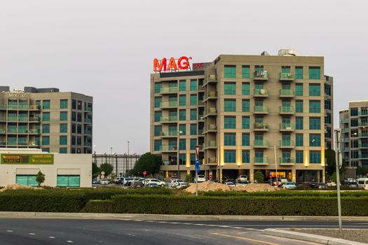 Dubai, UAE - 09.27.2022 - Shot of a modern buildings in MAG 560 district
