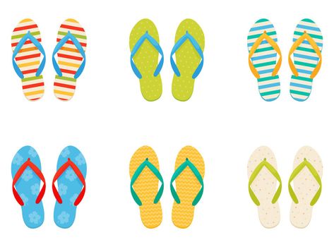 Beach sneakers. Vector set in a flat style. Isolated on a white background.