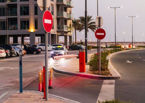 Shot of a gate barrier in the parking