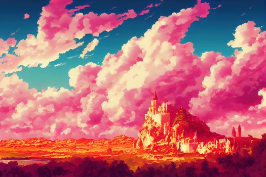 Spainanime style 2d background illustration cartoonish style, high quality illustration