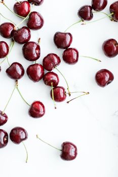 Organic food, vegan dieting and health concept - Fresh sweet cherries, juicy cherry berries fruit dessert as healthy diet background