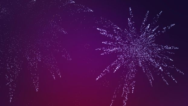 Abstract purple background with white fireworks