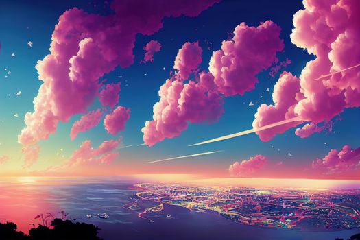 Singaporeanime style 2d background illustration cartoonish style, high quality illustration